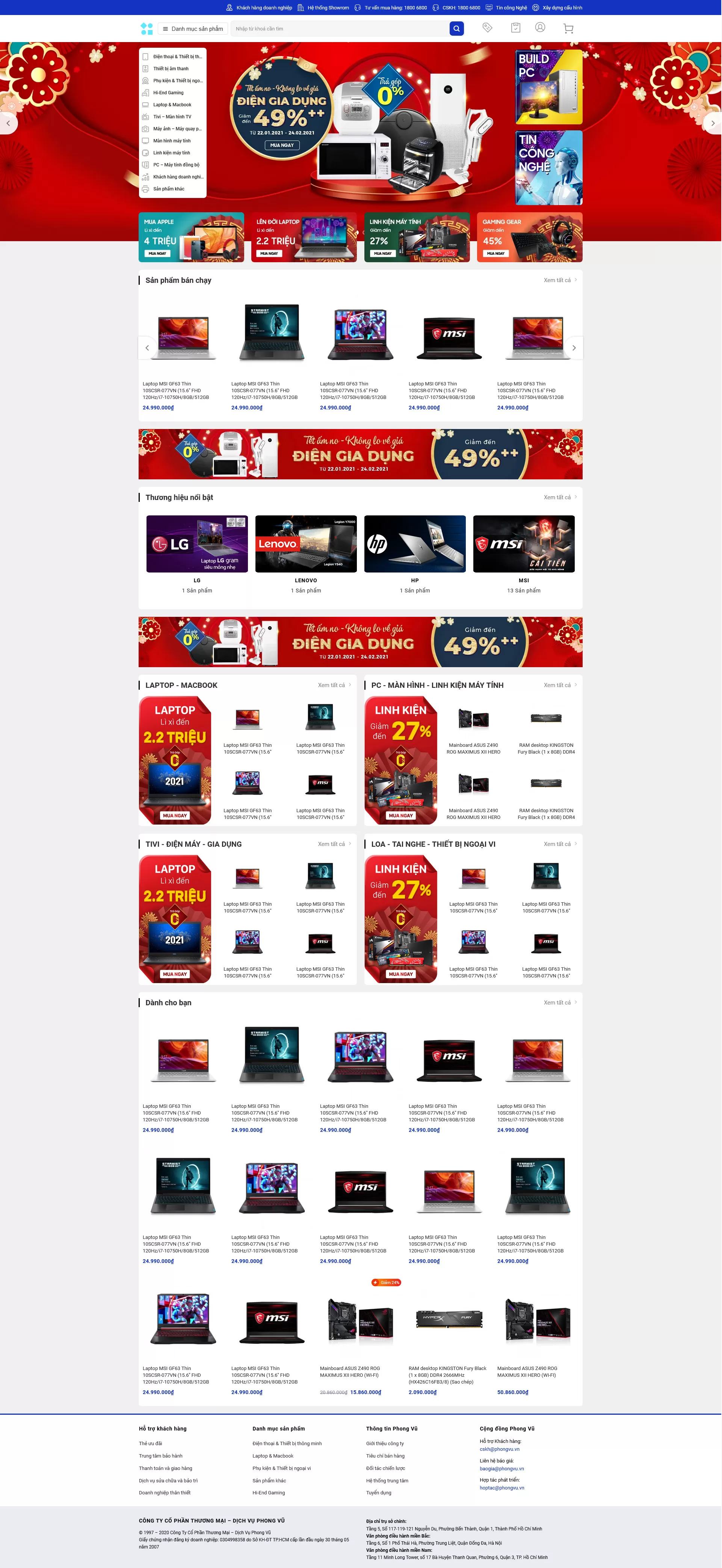 Theme wordpress máy tính 9 giống phongvu.vn