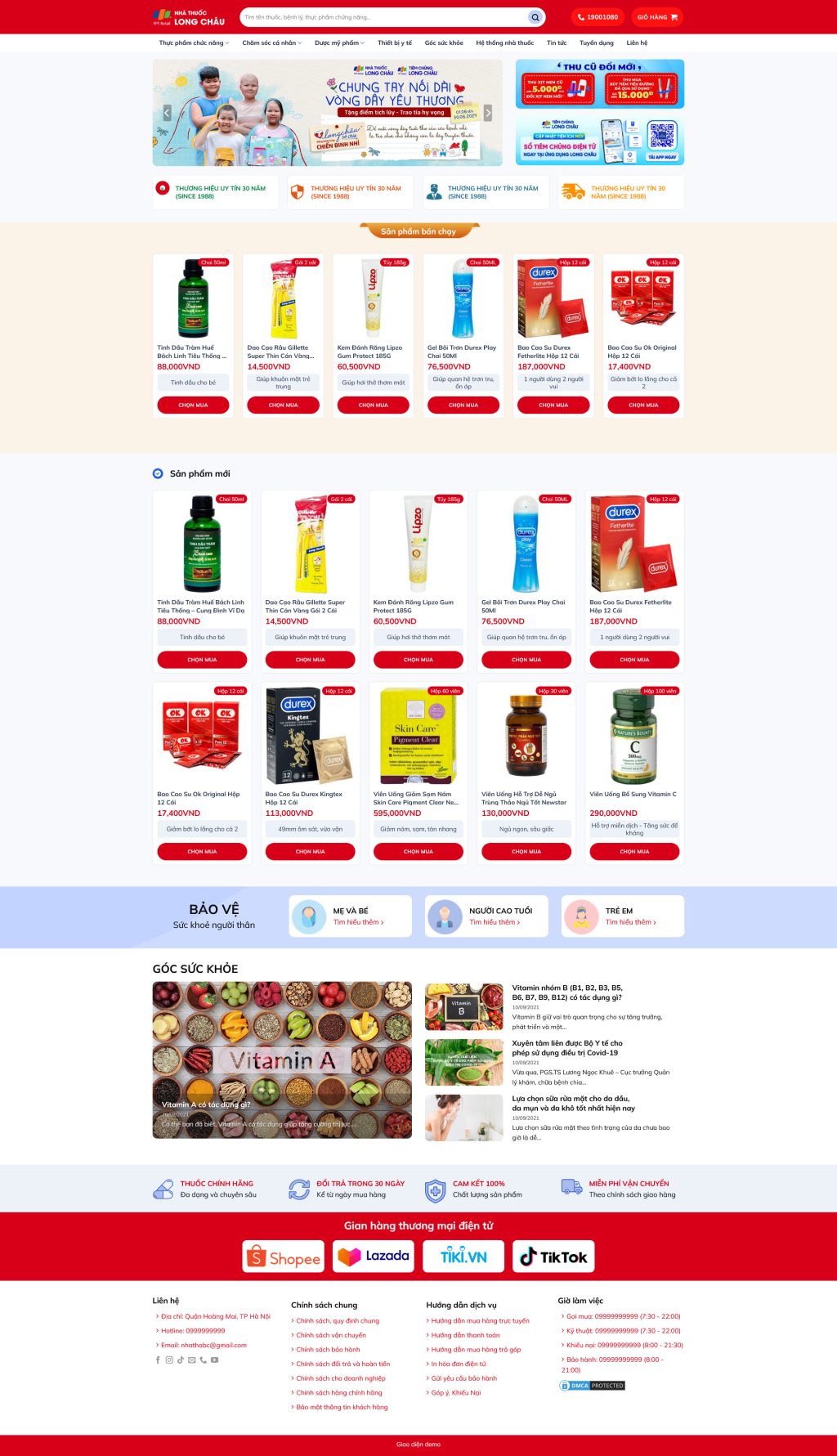Theme wordpress nhà thuốc long châu - Theme Wordpress Giá Rẻ - Mua Bán ...