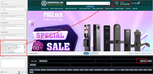 Share code hotline trang trí header