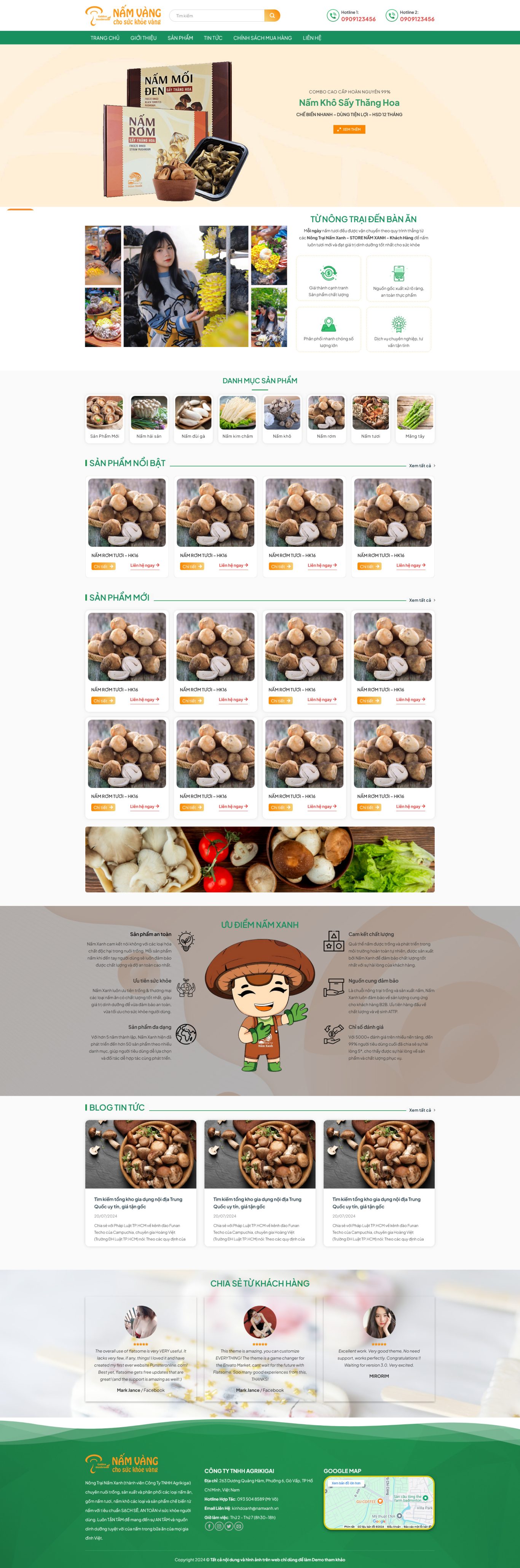 Theme wordpress trại nấm