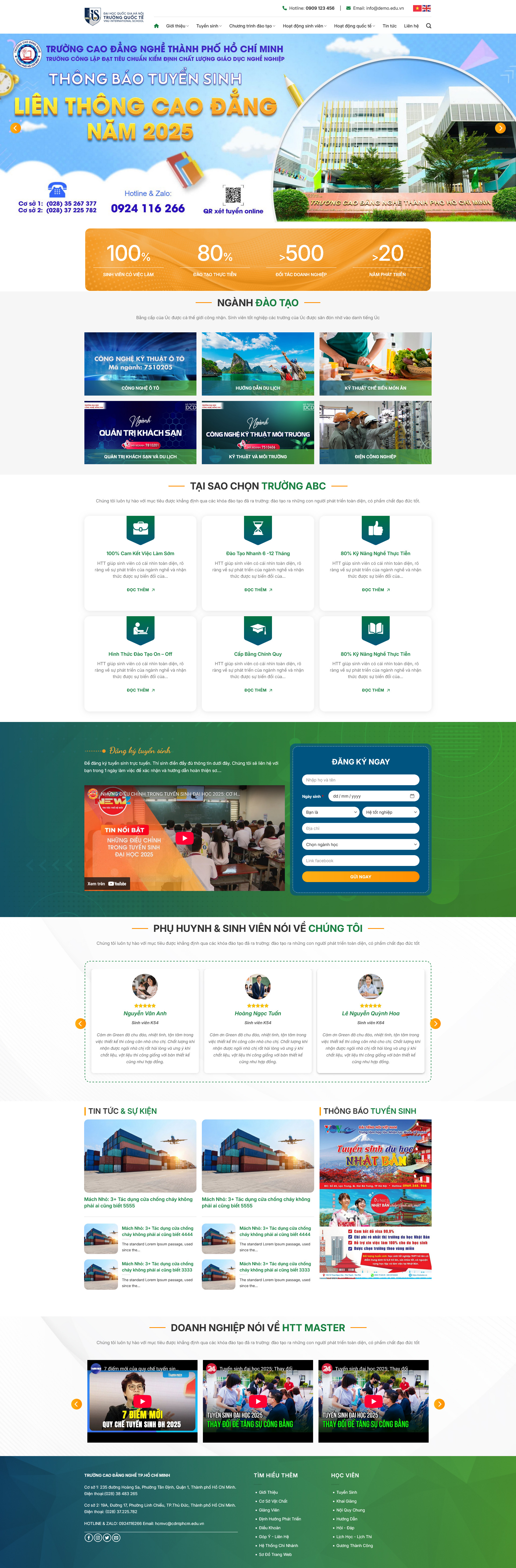 Theme wordpress trường học dạy
nghề