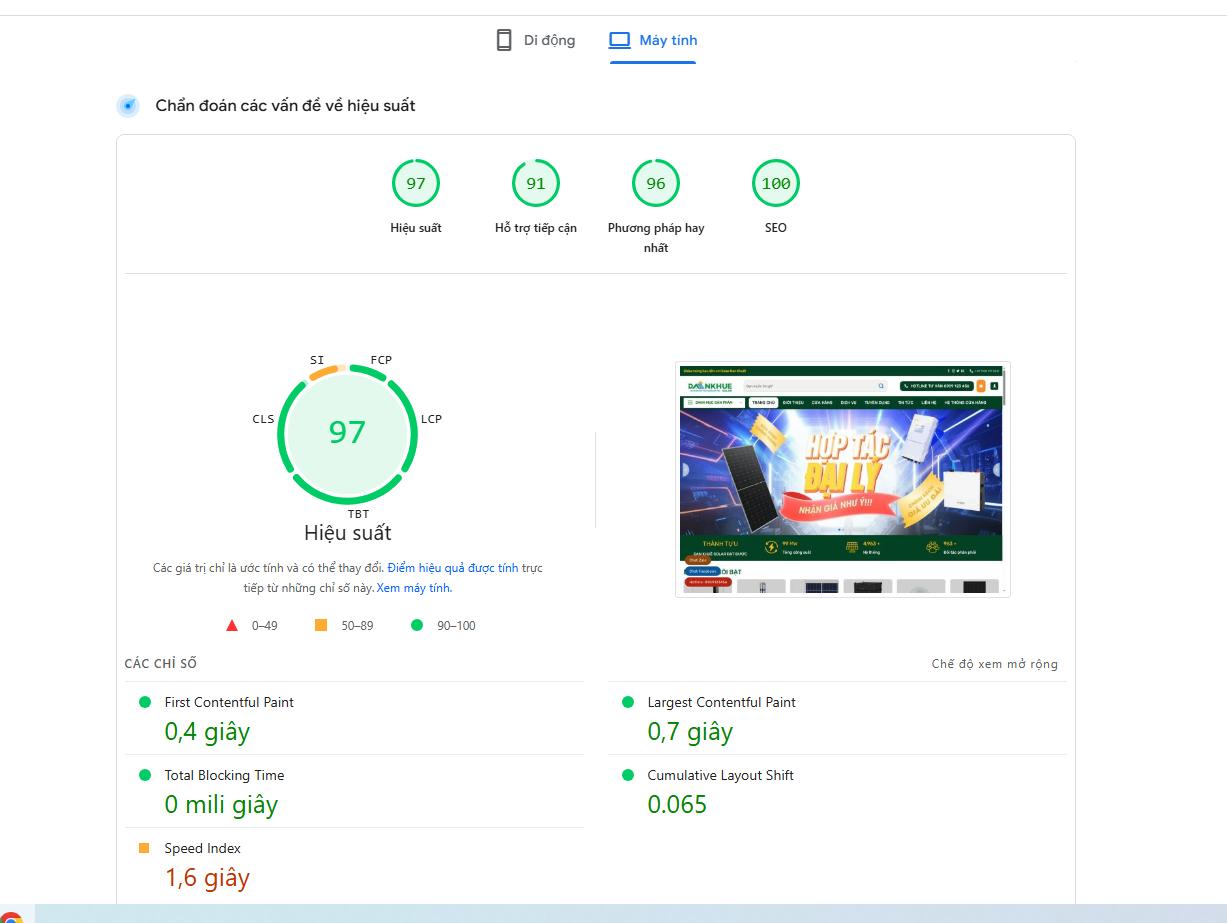 theme được tối ưu chuẩn xanh