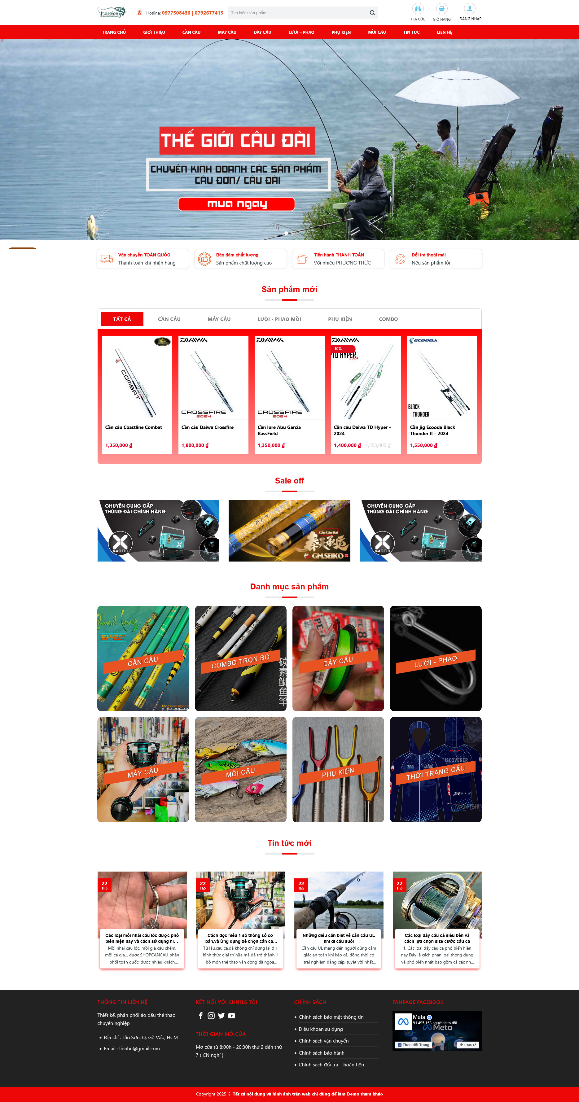 Theme wordpress shop bán dụng
cụ câu cá