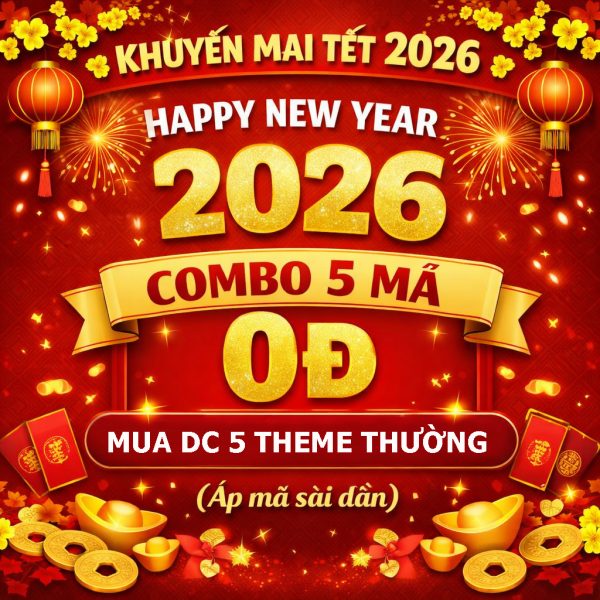 Combo Tết 2026 – 5 Mã Giảm Giá Theme Thường (dùng dần, không giới hạn thời gian sử dụng)
